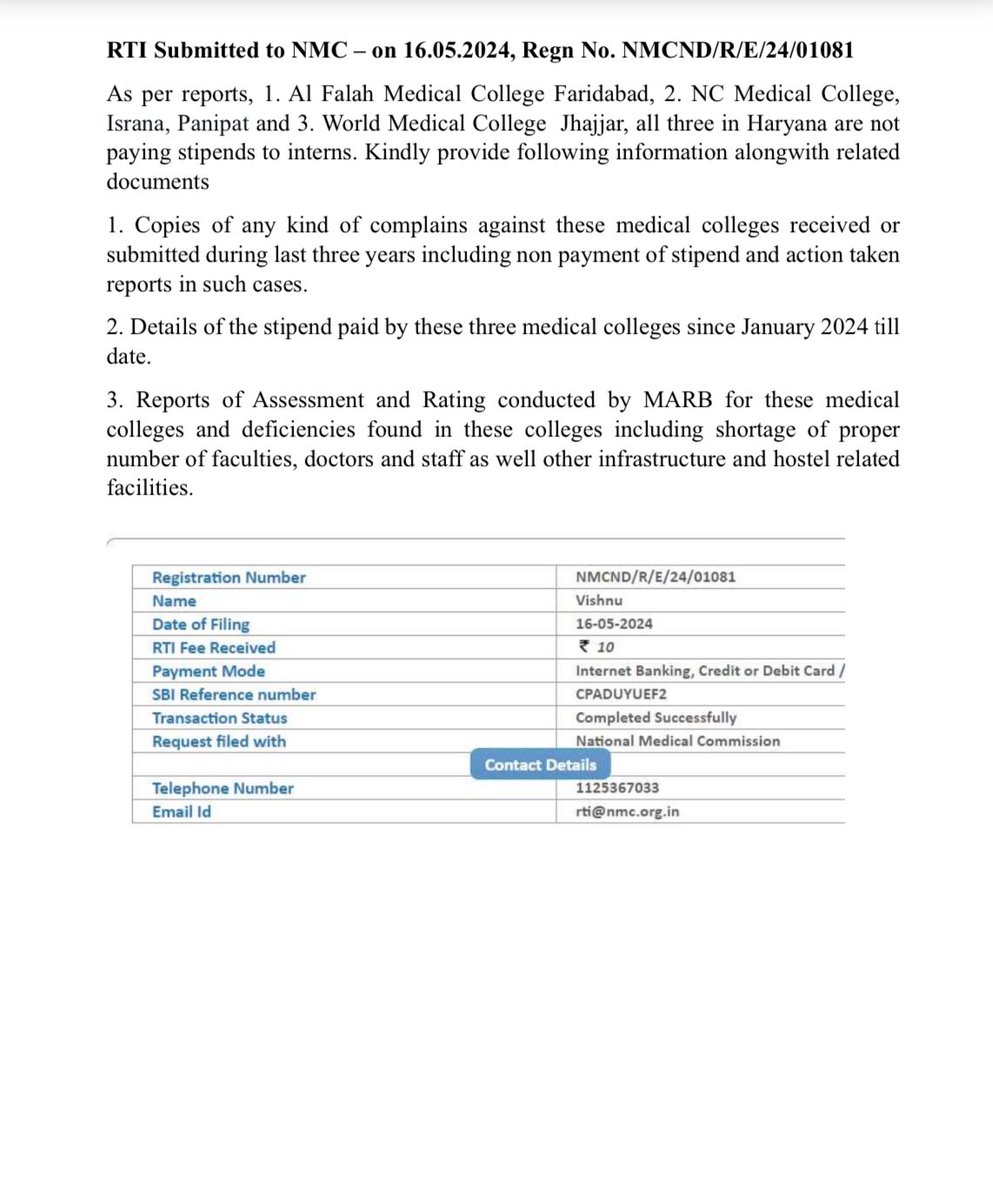 Team @udfaindia demands immediate action from the @NMC_IND @MoHFW_INDIA @EduMinOfIndia @cmohry against the dictatorship of #PrivateMedicalColleges Al Falah Medical College (@DC_Faridabad ), NC Medical College (@PANIPAT_POLICE), and World Medical College (@JhajjarDc ) are