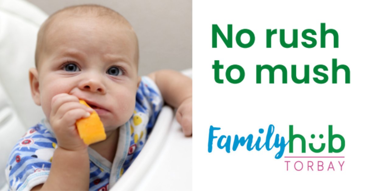 🍌 | Torbay Family Hubs is encouraging local parents not to rush into introducing babies to solid food. ‘No rush to mush’ is highlighting the NHS recommendation to introduce babies to solid food at around six months. Find out more 👉 ow.ly/gzwu50RIvs0