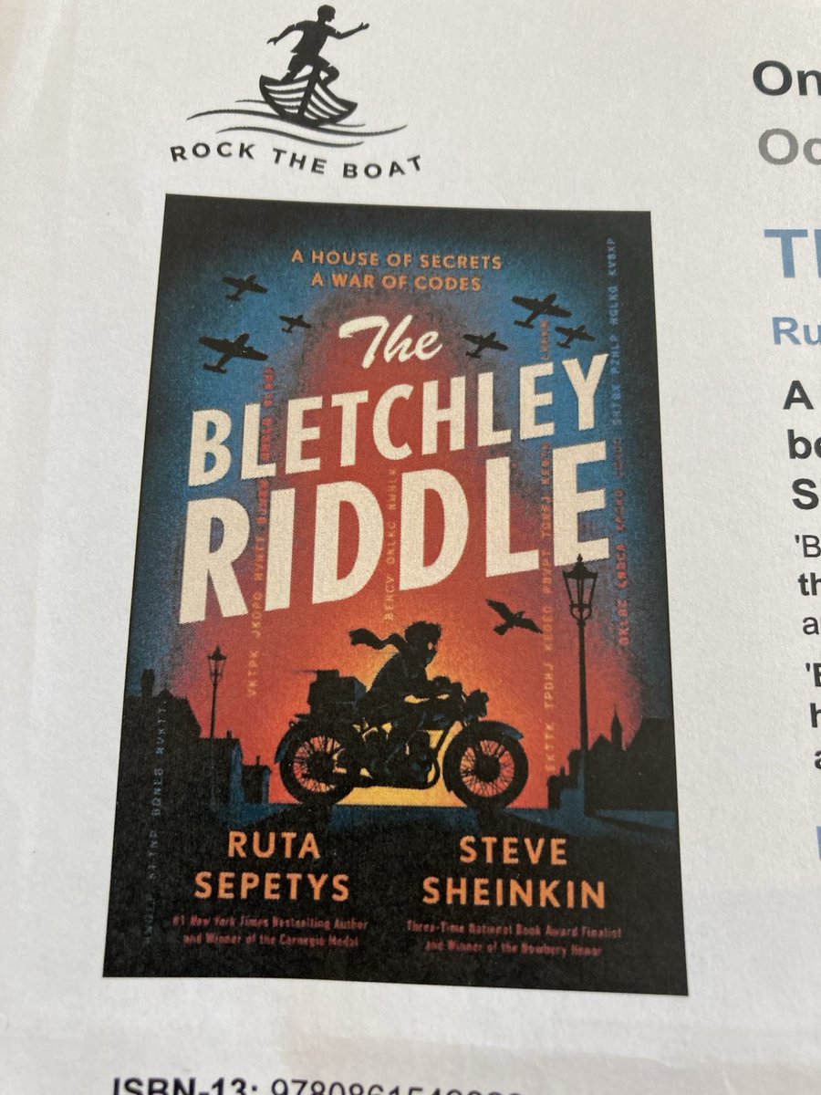 Book post. Thank you ⁦@RocktheBoatNews⁩ ⁦@ShadiMay⁩ ⁦@OneworldNews⁩ ⁦@Jule9⁩ ⁦@SteveSheinkin⁩ ⁦@RutaSepetys⁩ #TheBletchleyRiddle