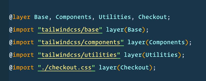 Anyone using Tailwind with CSS layers? I have it working with the screenshot and captialized layer names There is some sort of conflict with the tailwind layer names, but I'd like to keep them the standard base/components/utilities layer names