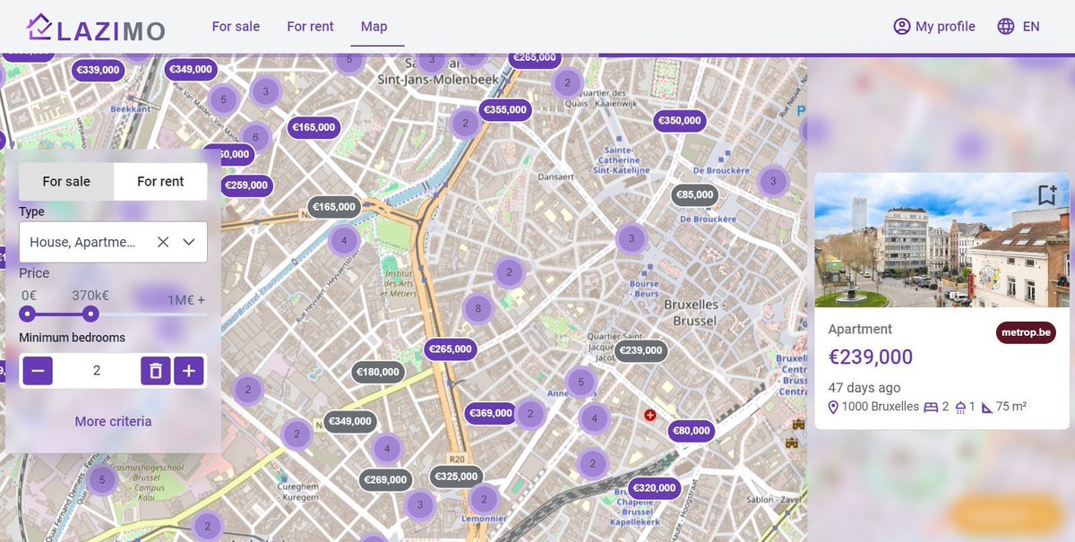 imino_BE's tweet photo. New look for the map!
- The price is now directly displayed;
- Visual indications helps you keep track of publications that have already been viewed. https://t.co/p9sHw5TKVQ