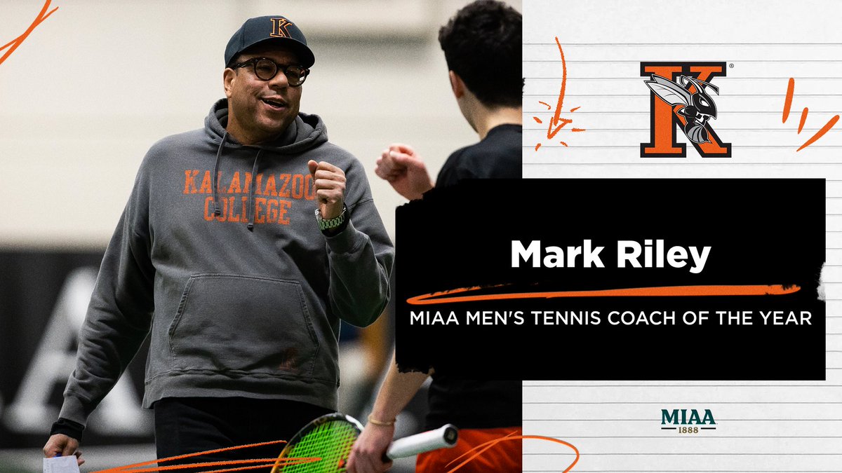 Congratulations to Mark Riley, 2024 MIAA Men's Tennis Coach of the Year! <a href="/kzoomtennis/">Kalamazoo College Men's Tennis</a> #GoHornets #D3MIAA

Story: tinyurl.com/4mv5v6uj