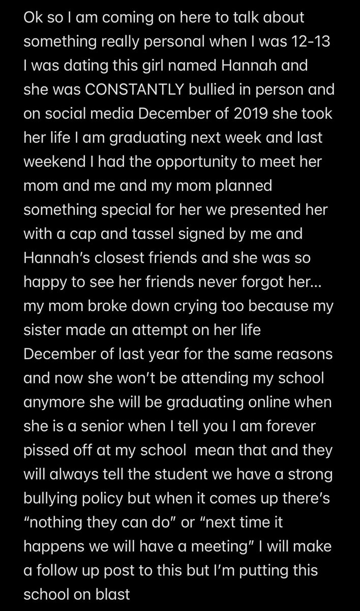 Please if you can take a second to read on this I want it to be known my school is one of the “top public schools in PA and the states” home to a amateur wrestling state champion but DOESNT CARE ABOUT BULLYING! My sister almost died because of this school

#FuckBullying