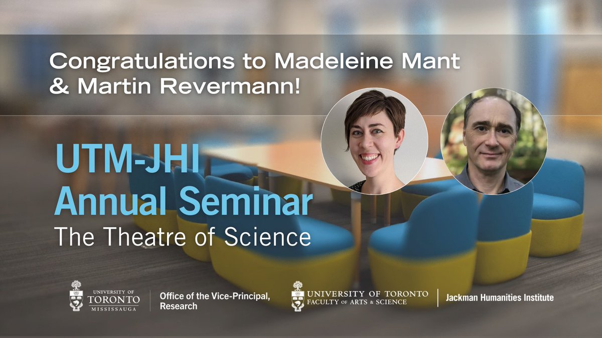 🎭 We’re pleased to announce the 2024-25 UTM-JHI Seminar! The Theatre of Science, proposed by Madeleine Mant (@UTM_Anthro) and Martin Revermann (@Hist_Studies), will examine the ways that the sciences and theatre as performance interact. Learn more at uoft.me/avB.