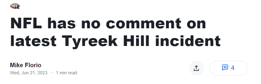 ScottMGreer's tweet photo. Meanwhile, the NFL has ignored Tyreek Hill's numerous off-the-field problems, which include allegations of domestic abuse https://t.co/wgCV8z3dtI