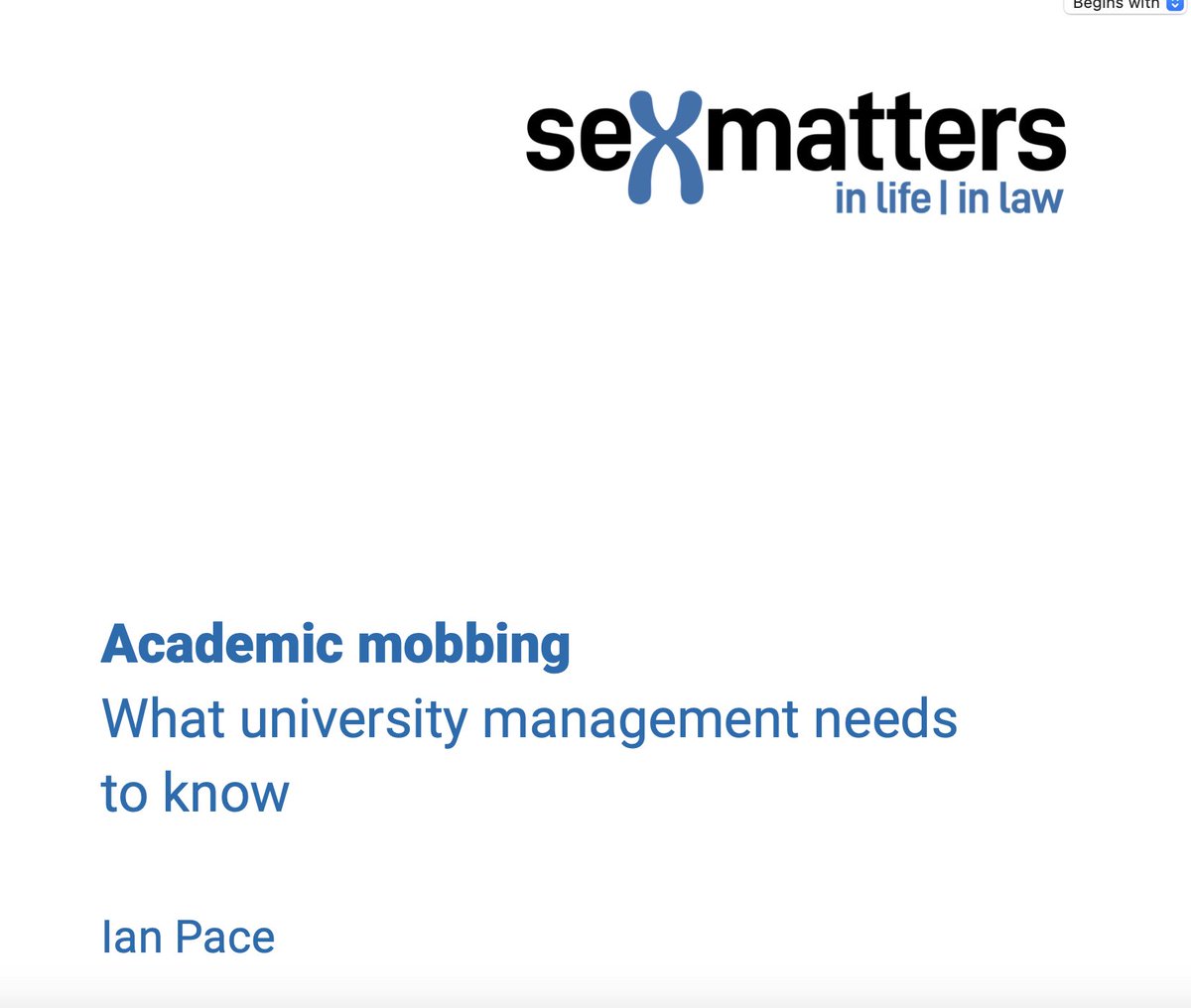 This is a superb piece of work by @ianpacemain exploring the rise of mobbing in universities, and its implications for individuals and academic freedom. A must-read. Thanks to @SexMattersOrg for publishing. sex-matters.org/wp-content/upl…