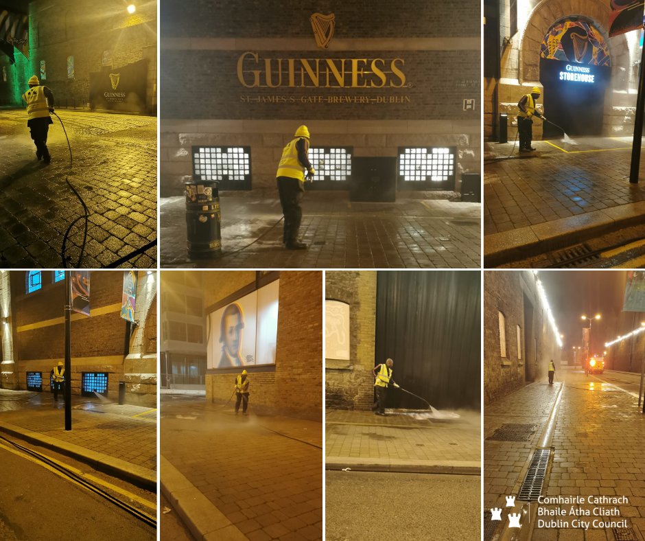 Overnight deep clean carried out at Guinness Storehouse, operated by our #wastemanagement #nightshift crew. We are out keeping the streets of #Dublin clean 24/7 365. #YourCouncil #keepdublinbeautiful