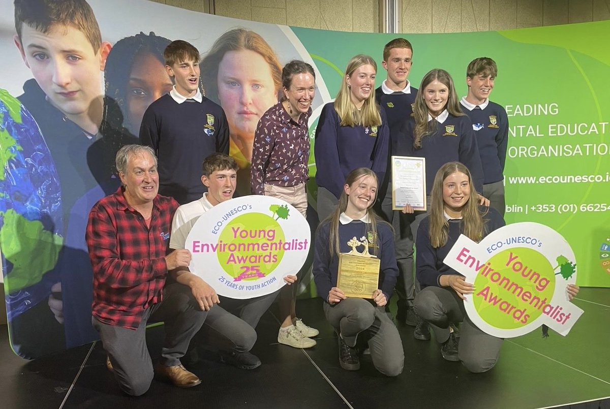Congratulations to a group of 8 TY students & their mentors,Mr O’Sullivan&Ms Holbein who competed in the finals of ECO-UNESCO’s YEA with their project’Impacts Of Unsustainable Pair Trawling in Kenmare Bay’ & won the overall Senior Marine Category&the Overall Senior Winners Award.