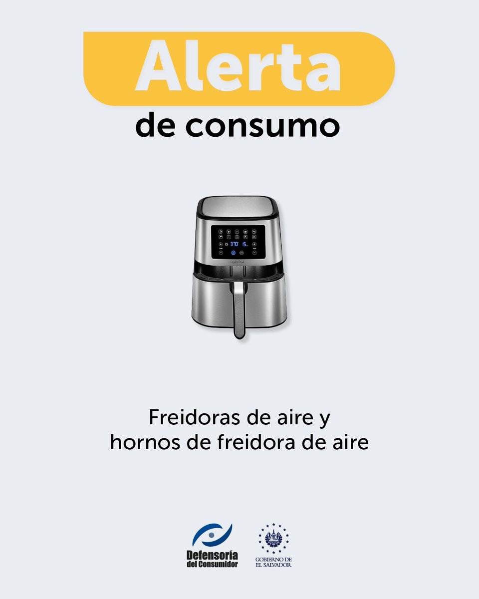 Defensoria_910's tweet photo. La Defensoría del Consumidor (DC) alerta por riesgo de incendio, quemaduras y laceraciones por hornos y freidoras de aire. ⚠️

Lee detalles aquí: https://t.co/FLcBkZkEFr