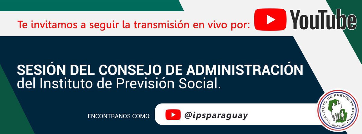 🔴𝗘𝗡 𝗩𝗜𝗩𝗢 | Podes seguir la sesión del Consejo de Administración ingresando a youtube.com/@ipsparaguay.