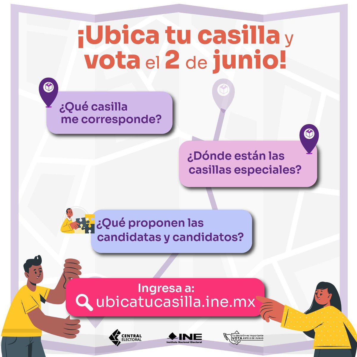 20Junta_DEJal's tweet photo. 🔎 El @INEMexico te invita a navegar en el sitio: “Ubica tu casilla” para consultar en qué lugares se instalarán las casillas en las que podrás votar el próximo 🗳️#2DeJunio 👉https://t.co/QLiF9UVJa6 https://t.co/sqNkZFgutQ