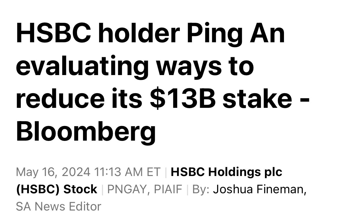 After $HSBC CEO is leaving all of the sudden now the bank major investor is planning its exit… nothing to be worried about I guess 😅

Thanks for flagging @TheTradingDesk1 !