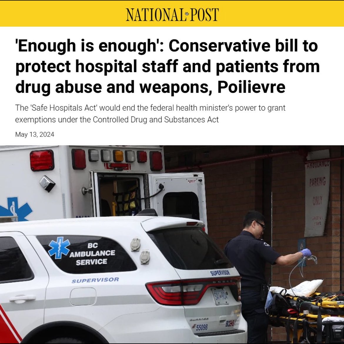 Safe hospitals now: - Tough penalties for bringing weapons in hospitals & attacking healthcare workers - Ban Health Ministers from legalizing crack & meth smoking in hospitals Sign to support our common sense plan: conservative.ca/cpc/safe-hospi…