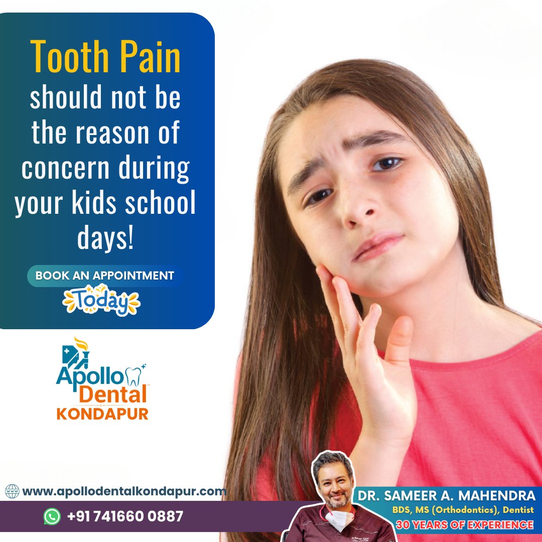 Ensure your child's school days are free from tooth pain!

📞 +91 741660 0887
🌐 apollodentalkondapur.com
📍 Kondapur, Hyderabad

#DentalCare #KidsDentalHealth #ToothPainRelief #SchoolDays #HealthySmiles #PediatricDentistry #KondapurDentist #ExpertCare #ApolloDental #Orthodontics