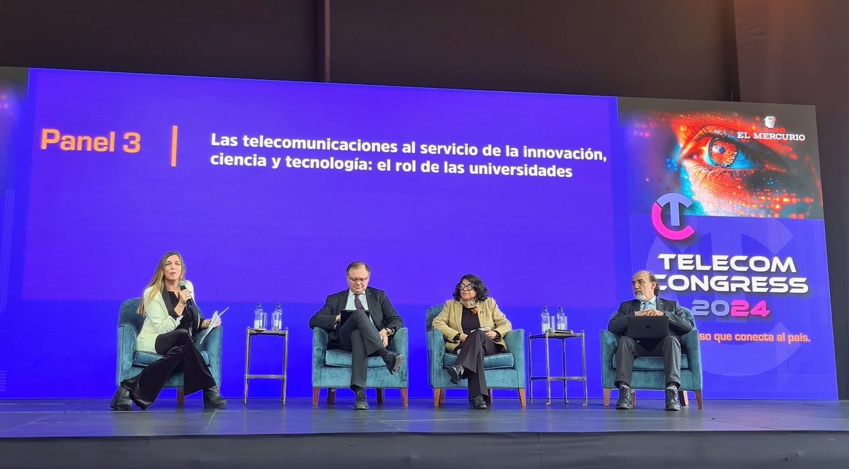 AhoraEnLaUMCE Rectora @elisaarayaumce en Telecom Congress 2024, en panel Las telecom. al servicio de la innovación, ciencia y tecnología: rol de las Ues, junto a Rectores @ocorralesj (@uvalpochile) y Rodrigo Vidal (@RectoriaUsach) @uestatales Transmisión: tv.emol.com/detail/2024051…