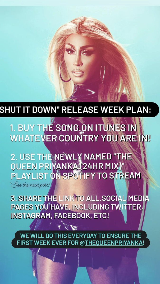 Just a little plan for #ShutItDown! ❤️

Lets give @thequeenpri a new peak on iTunes and her highest first week numbers ever!