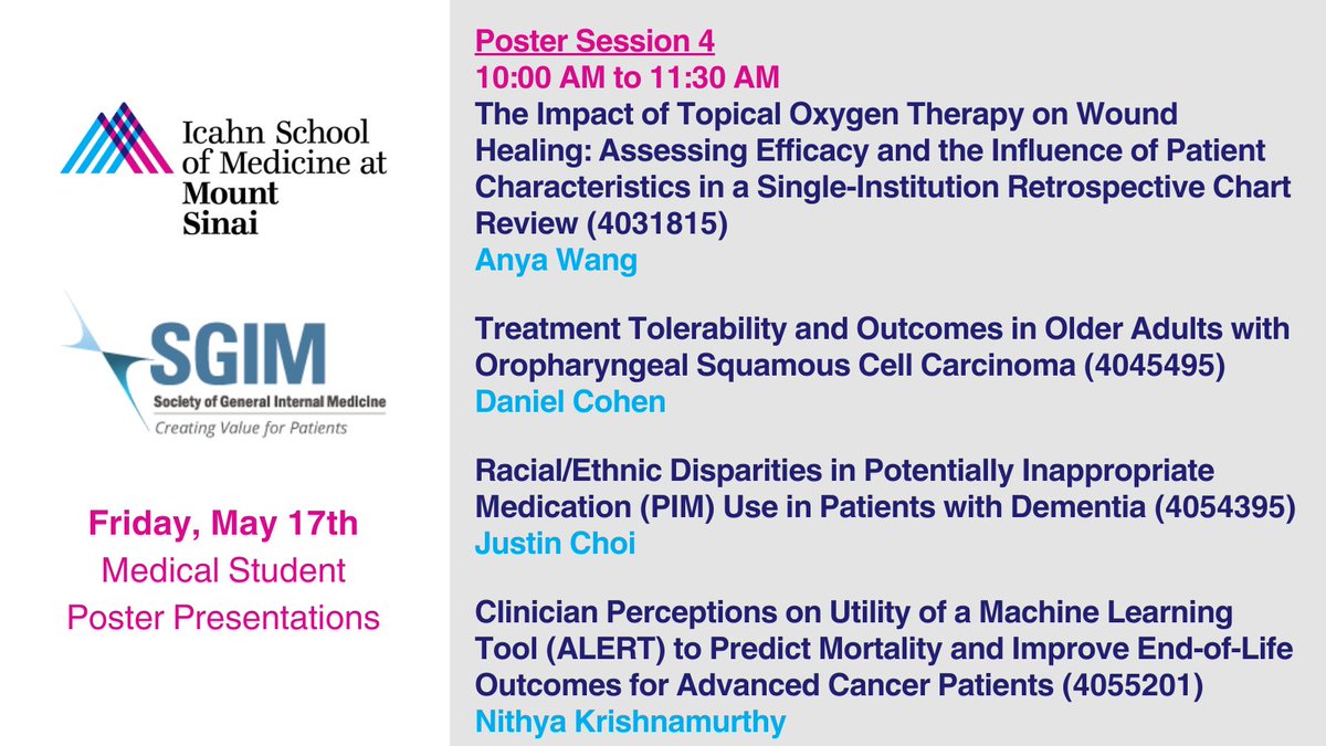 NYC --> BOS Check out our @MSTAR_ISMMS poster presentations this morning! #SGIM24
