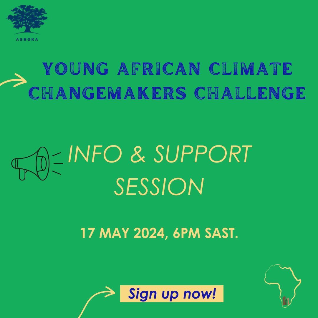 🌍Discover the Future of African Sustainability! Join us tomorrow for an inspiring Info Session and learn more about the 'Young African Climate Changemakers' Challenge! Register now - changemkrs.org/info-session #YACCChallenge #ChangemakerChallenge #ClimateChange