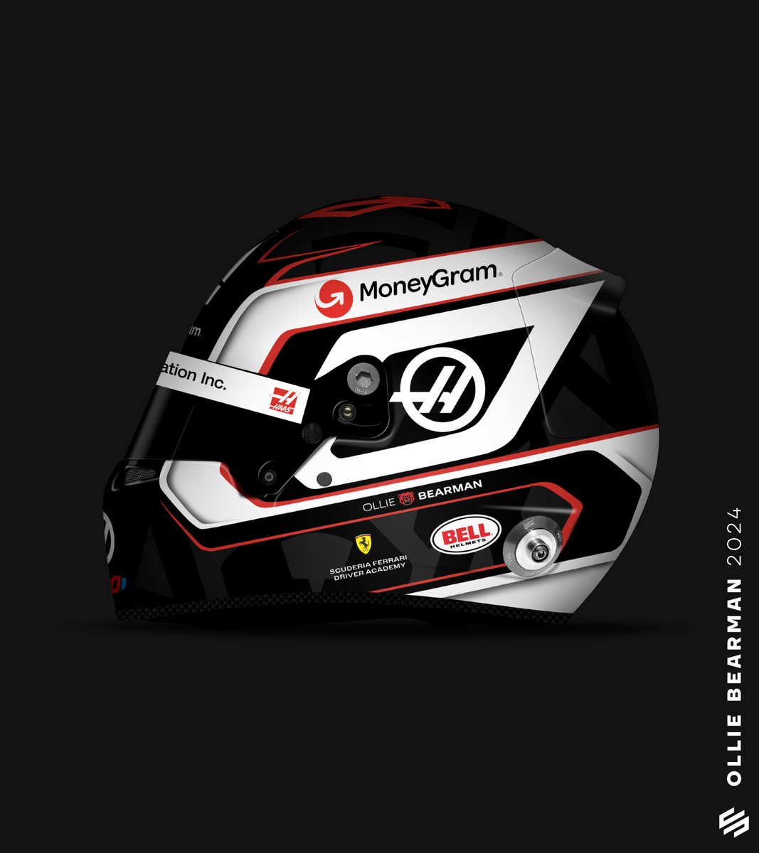 First 2024 Haas design for @OllieBearman! Very similar to 2023 which we loved already, just mixing it up with some Haas red in place of the yellow and some small tweaks. 👌🏼
