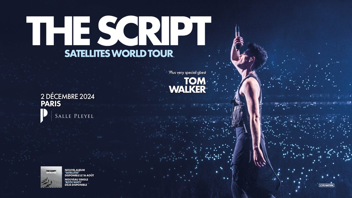 🎙️[ ANNONCE ]🎙️ Le groupe irlandais, @thescript, sera de passage à la Salle Pleyel en décembre 2024 pour vous présenter leur nouvel album dans le cadre de leur tournée mondiale #SatellitesWorldTour ! 🎫MEV : 24/05 - 09h30 : tinyurl.com/yc8e4cw7