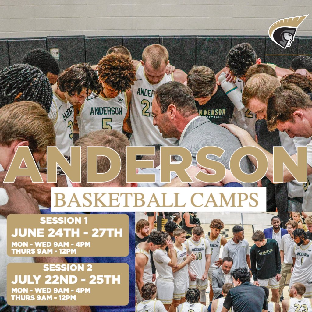 Anderson Basketball Summer Camps are back! ☀️🏀

First camp is in June and spots are filling up fast. Click the link below to Register now! 

🔗 …sonmensbasketballcamps.totalcamps.com/shop/EVENT