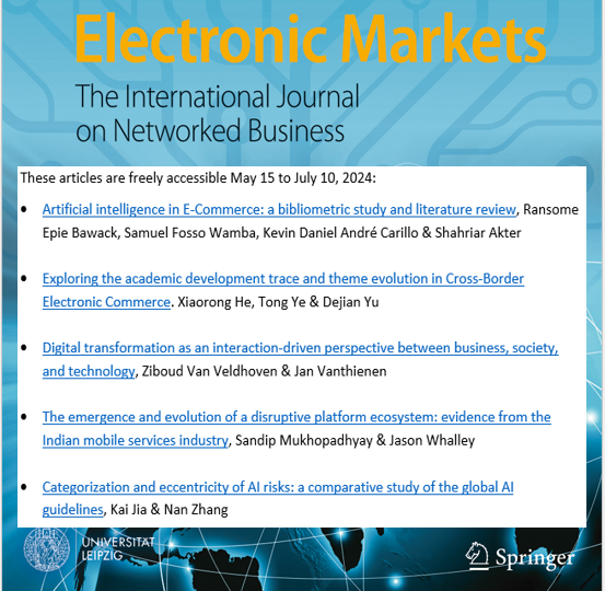 🔓The Editors of @Journal_EM are inviting you to read their selection of articles with free access: link.springer.com/journal/12525/… #digitalplatform #ecommerce #digitaltransformation #AI