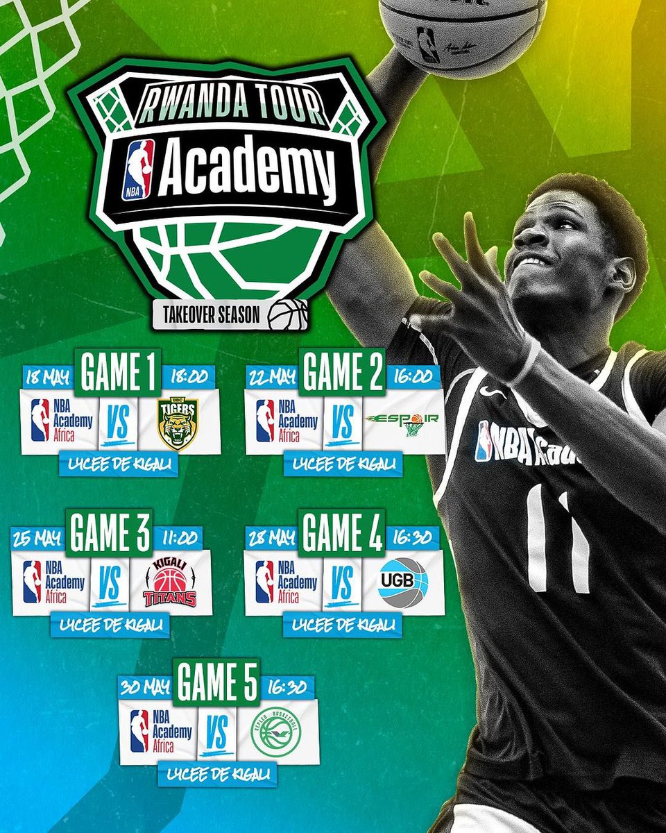 🚨NBA Academy Africa tour is back in Kigali 🇷🇼🏀 Brace yourselves for the ultimate clash as they go head-to-head with #RBL24 teams⚡️💪🏾! You don’t want to miss this! FYI: IT IS FREE ENTRY 😉