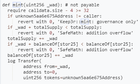 Just did a full scan of the ETH/BTC contract and found an infinite mint function Explains the recent price action. Someone exploited the ETH/BTC contract and is minting an infitite amount of tokens + dumping every minute Hacker has sold over 100 million $ + of ETH/BTC