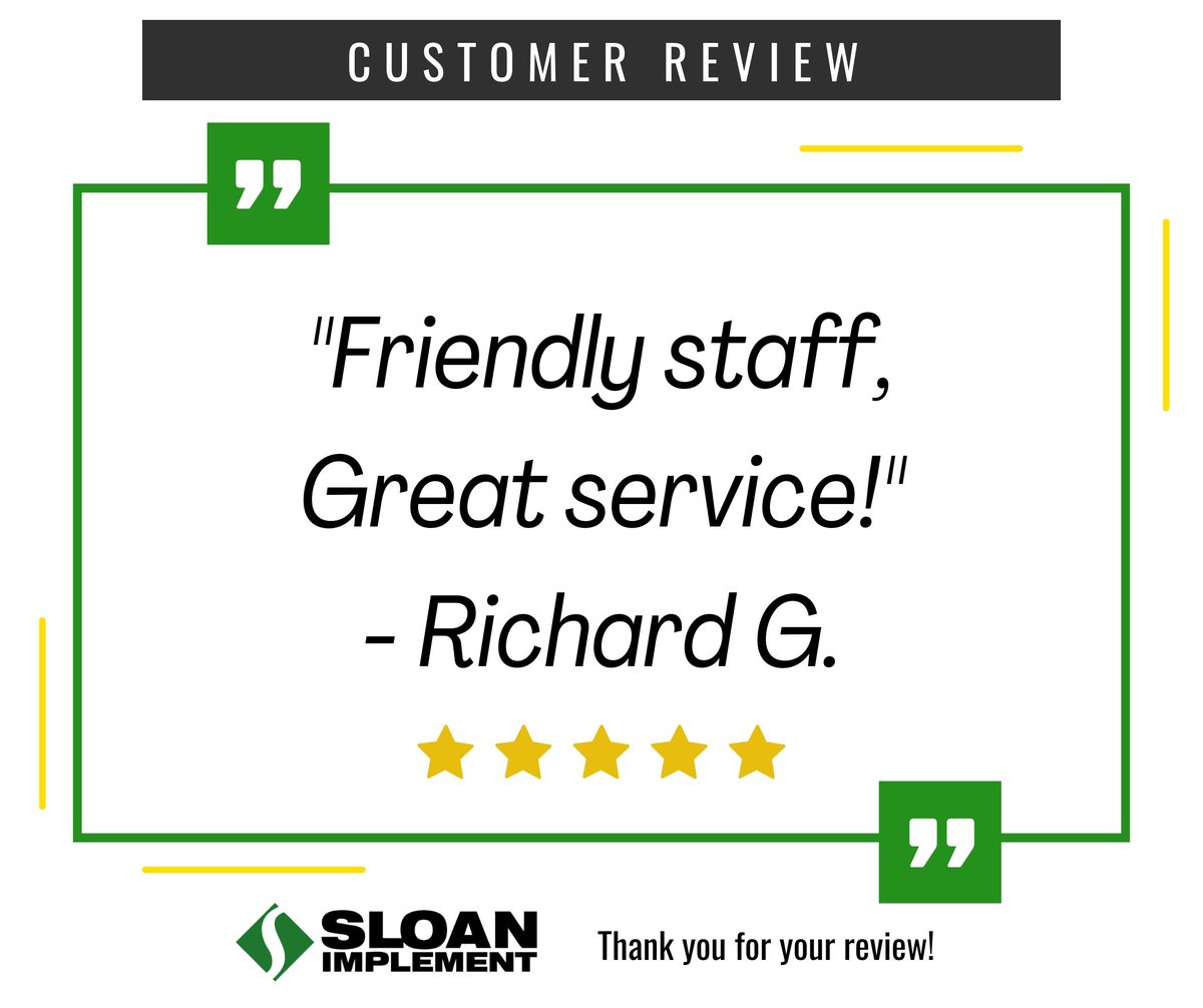 Shout out to our White Hall location! Thank you for the review, Richard! 🌟👏
-------
#johndeere #johndeeredealer #customerreview #testimonial #sloans #sloanimplement
