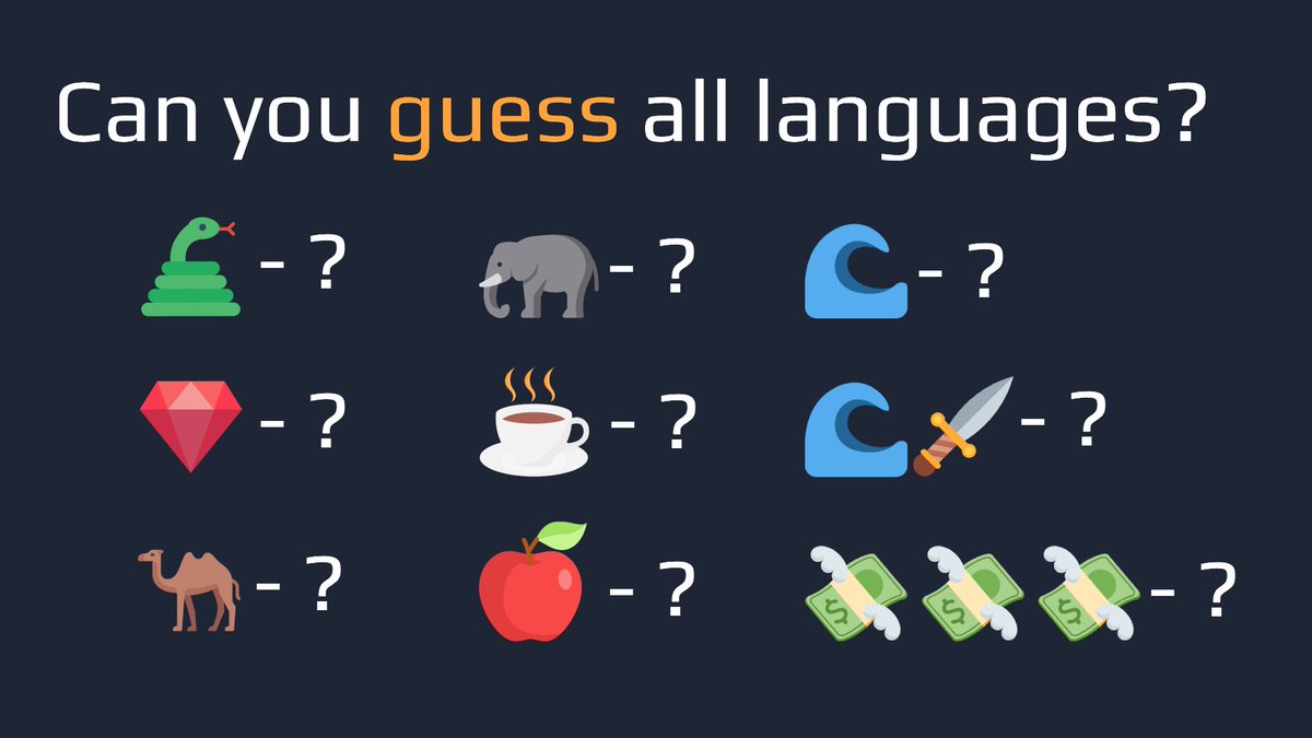 CodefinityCom's tweet image. 🔍 Can you guess all languages? Try yourself and reply with your answers below! 👇
#Programming #ProgrammingLanguage #CodingLife