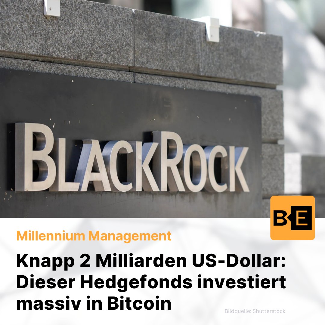 🤩 Ein New Yorker #Hedgefonds gibt ein massives Investment in #Bitcoin ETFs preis. Er ist nicht das einzige Finanzinstitut mit einem solchen Engagement.
🤑 Die Bitcoin ETFs zeigen Wirkung. Der Hedgefonds Millennium Management hat große Kapitalmengen in BTC investiert.

💰