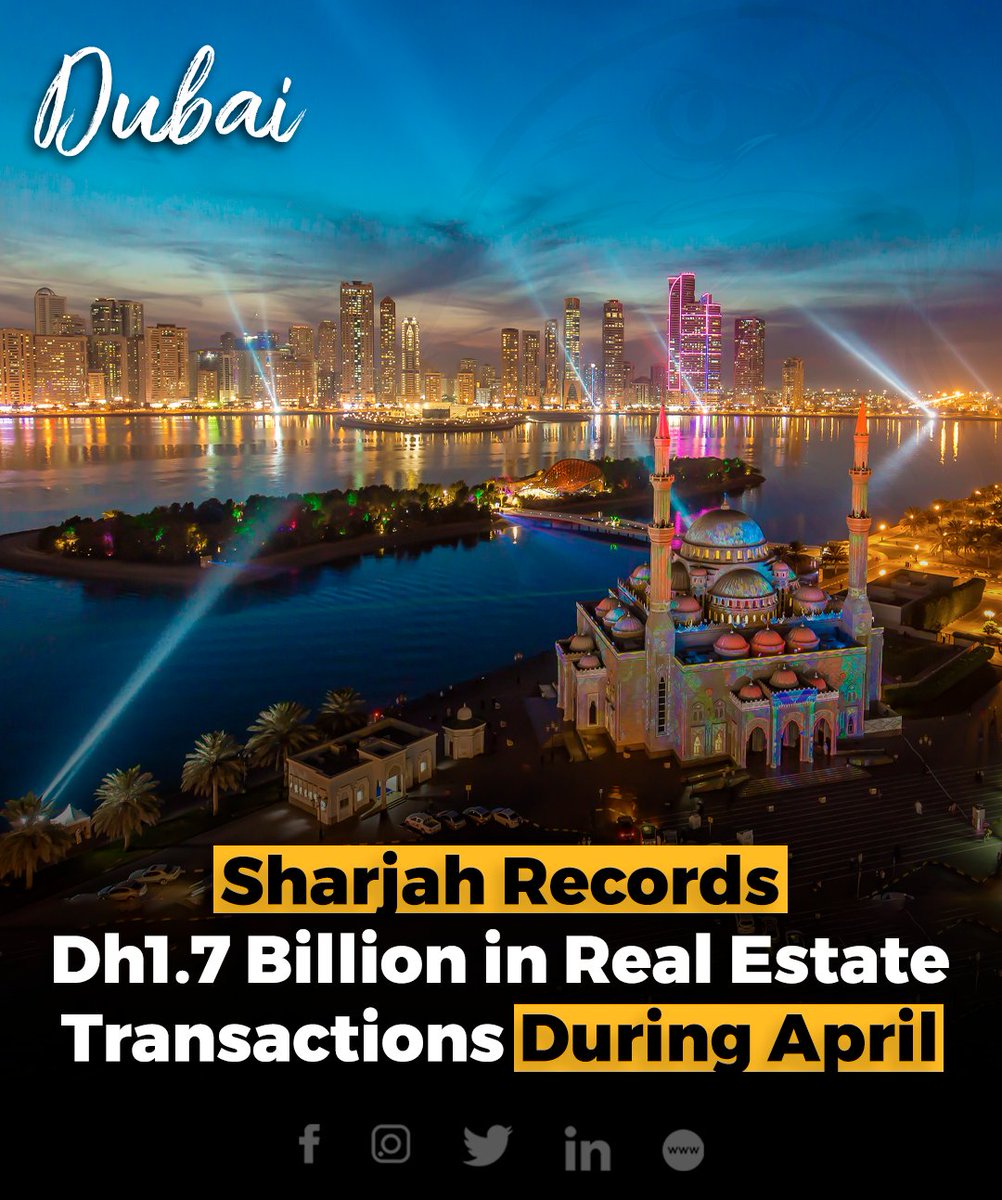 In April, Sharjah recorded 1,632 real estate transactions worth Dh1.7 billion, reflecting growing investor confidence and continuous development. 

#SharjahRealEstate #Investment #RealEstateGrowth #SharjahDevelopment #PropertyMarket