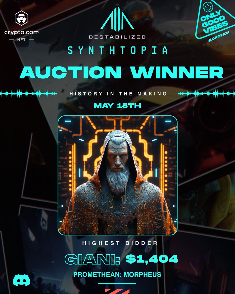 ⚡ The moment of truth has arrived! ⚡ 🏆 With courage and determination, @ig_single has triumphed with a winning bid of $1404! Morpheus is now in your grasp. Your bravery has boosted even further the boundless power of Synthtopia. 🏅 To all our valiant bidders, @djcristoban,