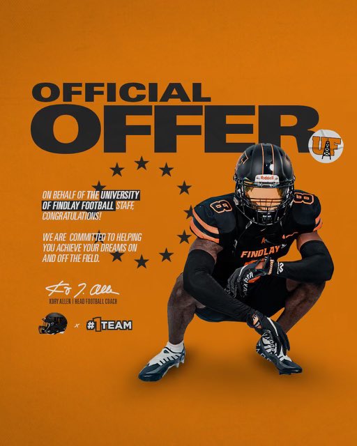 I am blessed to receive my fourth offer to play football at the next level from The University of Findlay!! @Coachgore41 @KoryAllen @FootballFindlay