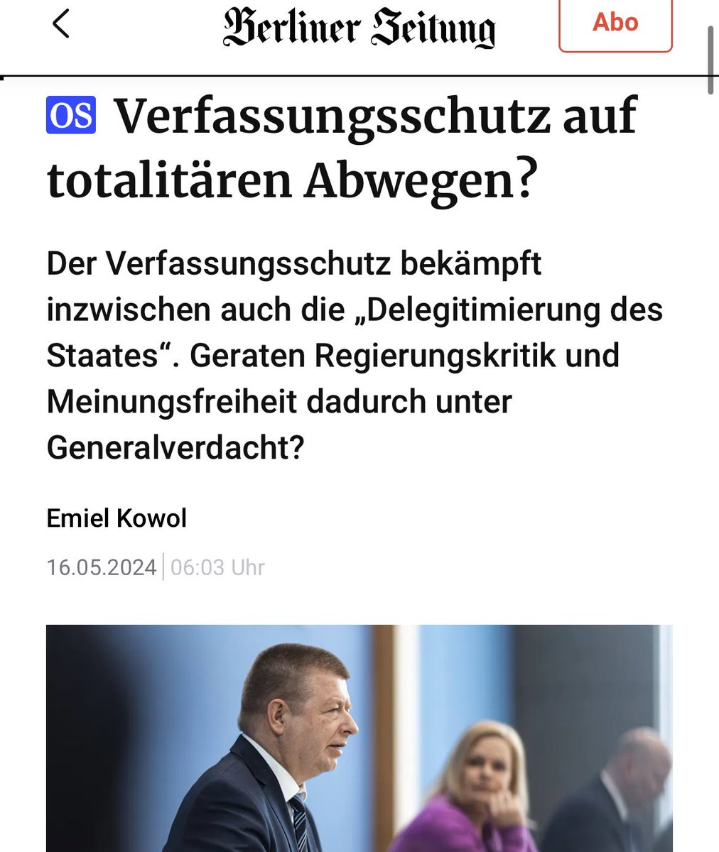 „Die Bürger schulden dem Staat bloß nach außen hin Rechtsgehorsam, nicht aber Gesinnungstreue bis in die eigenen Gedanken hinein. Sie sind vielmehr selbstbestimmt und frei, was nach geltender Rechtsprechung des Bundesverfassungsgerichtes fundamental durch die Meinungsfreiheit des