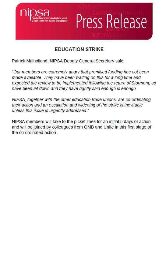 nipsa's tweet photo. EDUCATION STRIKE

@SJAMcBride @BBCJayneMcC @BBCNolan @williamcrawley @McCambridgeJ @UTVNews @BBCNewsNI @CarmelGates @News_Letter @AmandaFBelfast @irish_news @BelfastLive @BelTel @guardian @dailymirrorni @BenLowry2 @MarkCarruthers @mlchealth @Ailser99 @AllanPreston @Deborah_utv https://t.co/bjSCX7EHwb