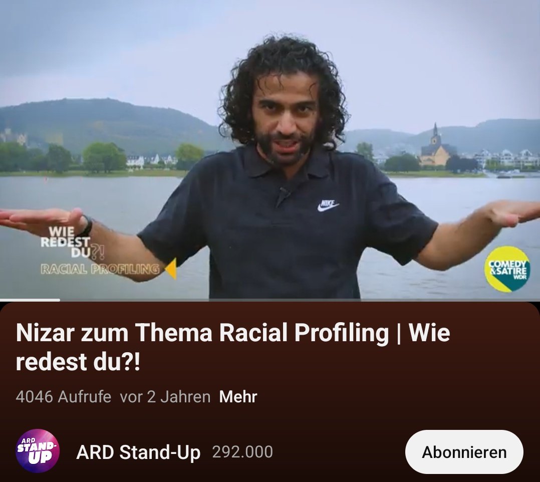 Der 'Comedian' Nizar, der hier erneut lupenreinen Antisemitismus verbreitet ('Speichellecker der Goldmünzensammler'), trat übrigens in der Vergangenheit bei ARD und ZDF auf.