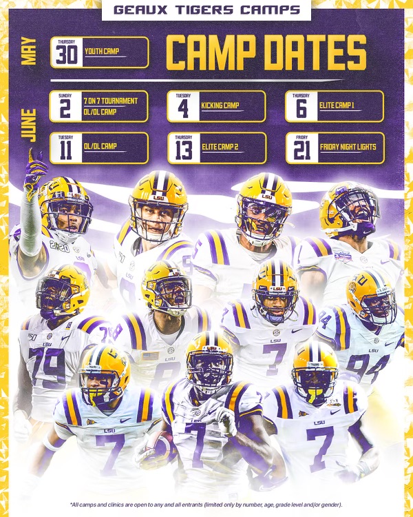 Compete and Learn in Baton Rouge Registration is open for the 2024 camps lsul.su/24Camp