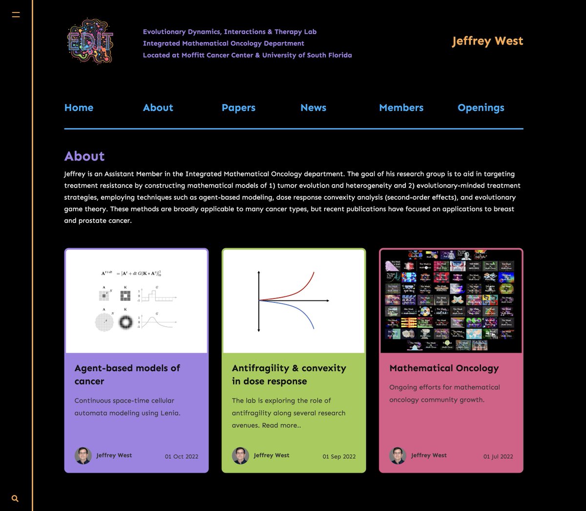 mathoncbro's tweet photo. We've updated my lab group's website to match our logo's color scheme #EDITLab
It's wild, and I love it! #darkmode
https://t.co/xAHIQJCycb https://t.co/78WBfmblxD