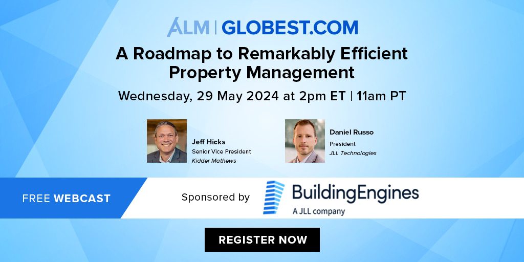 Sponsored: A Roadmap to Remarkably Efficient Property Management. Join our webcast, where we'll discover how to deploy innovative technology that can scale as your portfolio grows, leading to more efficient operations, happier tenants and greater NOI. globest.com/2024/04/16/a-r…