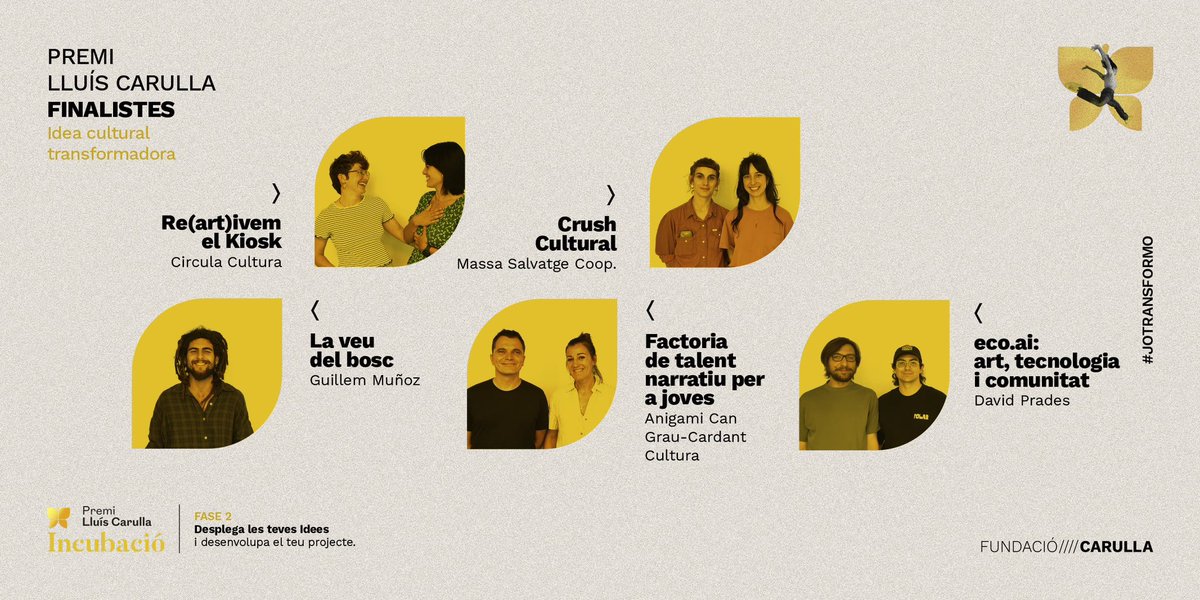 🌟 Notícies fresques! Estem emocionats de compartir el nom dels 10 finalistes del Premi Lluís Carulla

💪🏼 Enhorabona als finalistes i agraïm també a tots els participants de l'Acadèmia per compartir el seu talent i compromís amb el programa de formació.