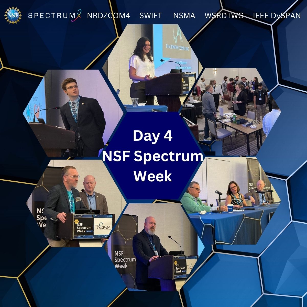 🛰 Day 4 of the 2024 @NSF Spectrum Week has started! Today brings NSF NDRZ into the agenda - bringing different focuses, research, and innovators to the conversations had on-site. 🔗 Learn more about the agenda for the rest of the day at: spectrumweek.org