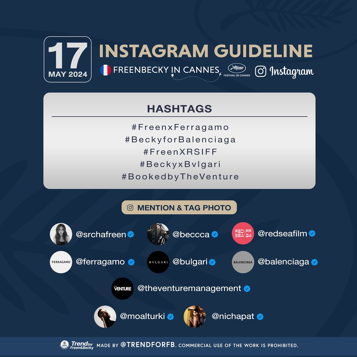 freenfanclub_'s tweet image. 📌 กลุ่มแฮชแท็ก ที่ใช้ในไอจี (Instragram)
🗓️ วันศุกร์ ที่ 17 พฤษภาคม 2567 (17/MAY/24)
🚨 เริ่มเล่น เวลา 10.00 น. (10.00 AM) (BKK)
หรือเมื่อฟรีนและเบคกี้ลงรูปเกี่ยวกับงานคานส์ในไอจีก่อนเวลา ให้สามารถเริ่มเล่นได้เลย
💠 แฮชแท็กดังต่อไปนี้ เน้นใช้ในแอคเคานต์สื่อ…