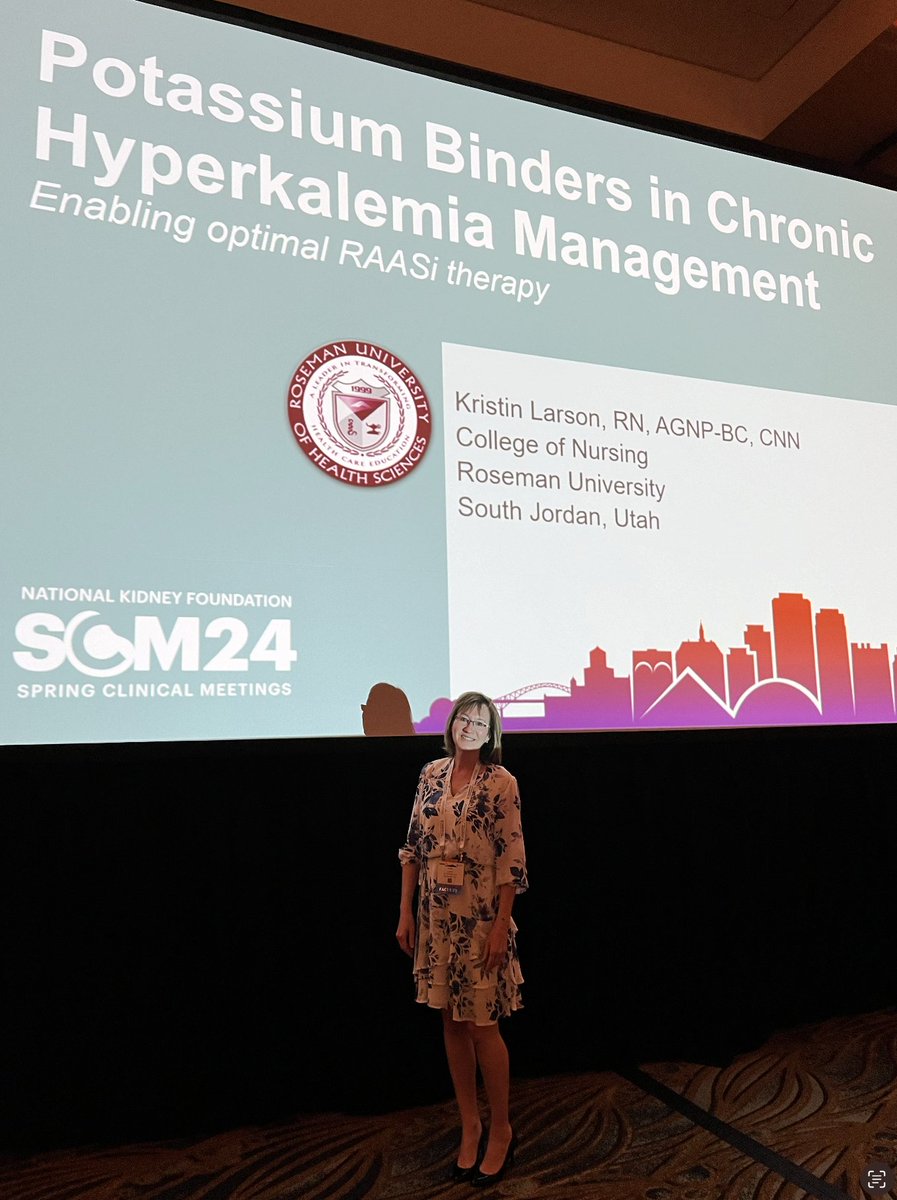 ANNA Leader Kristin Larson @nkf's #nkfclinicals after her presentation on Potassium Binders in Chronic Hyperkalemia Management. #nephnurse #nephrologynursing #nephrologynurses