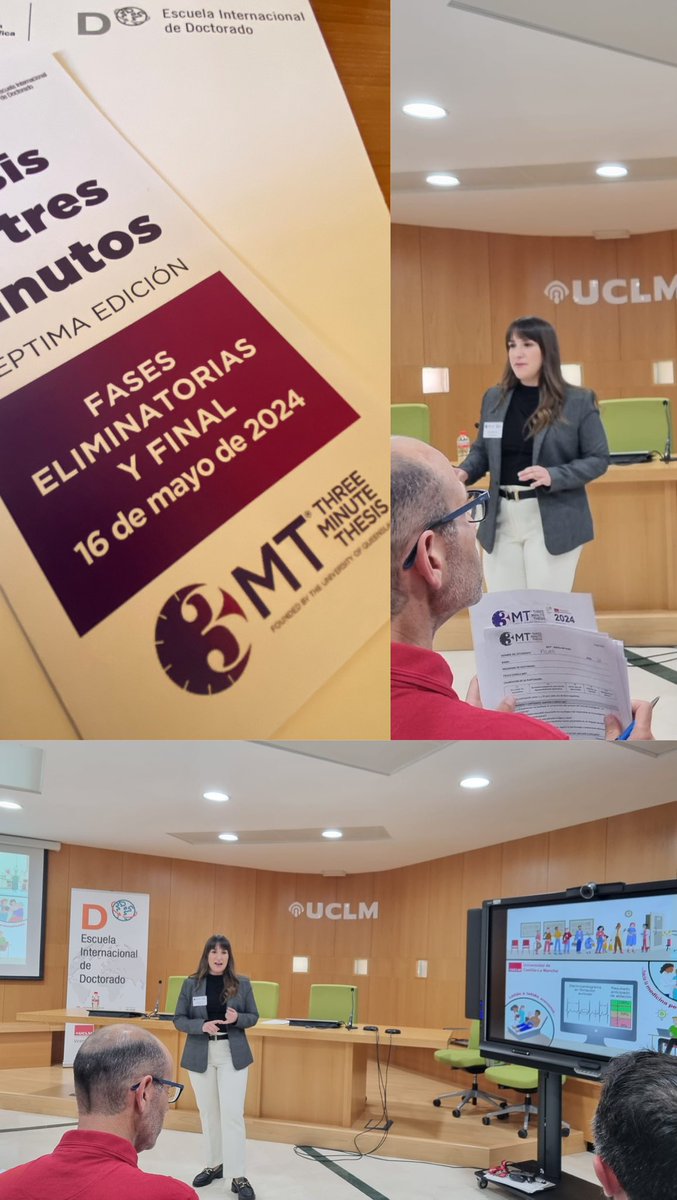 Hoy hemos disfrutado de la VII Edición del concurso #3MT en <a href="/uclm_es/">Universidad de Castilla-La Mancha</a> Estoy muy agradecida por haber sido seleccionada como finalista. Enhorabuena por el trabajo realizado a <a href="/UCLMeid/">UCLM EID</a>, que hace posible este tipo de actividades divulgativas en nuestra Universidad 👏🏽👏🏽👏🏽