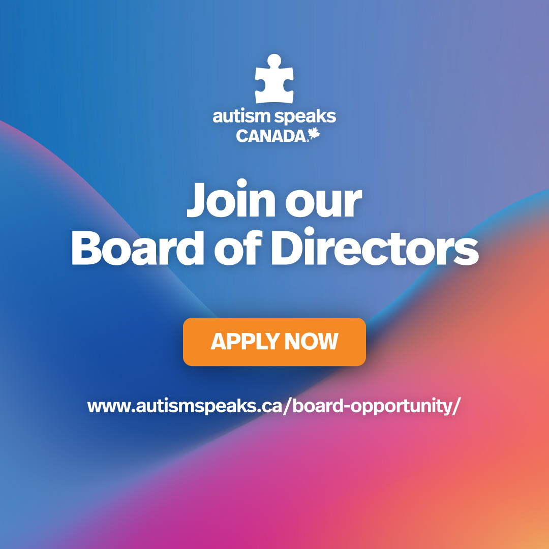 We are currently seeking up to four individuals to join our Board of Directors. These new members will play a pivotal role in advancing our mission and reinforcing our commitment to diversity and social inclusion. Apply today: autismspeaks.ca/board-opportun… Deadline: June 10, 2024