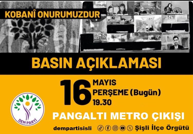 Kobani Onurumuzdur! Hukuksuzca alınmış kararları tanımıyoruz! 19.30'da Pangaltı Metro çıkışındayız! #KobaniOnurumuzdur