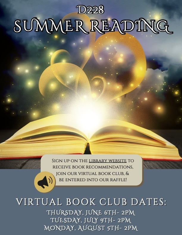 Bengals, it's time to sign up for your D228 Summer Reading Program for fun and prizes! There is a virtual book club & we want to pack it with Bengals on June 6, July 9, and Aug 5, all at 2 pm! Use this link to sign up: bit.ly/BengalsRead24 #TheBengalWay #BengalsRead