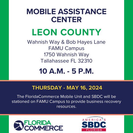 FloridaCommerce is on the ground to help North Florida get back on its feet. We have activated the Emergency Bridge Loan program, unlocking $50,000 in zero-interest loans for impacted small businesses. STOP BY for in-person assistance or APPLY ONLINE >> FloridaJobs.org/EBL.