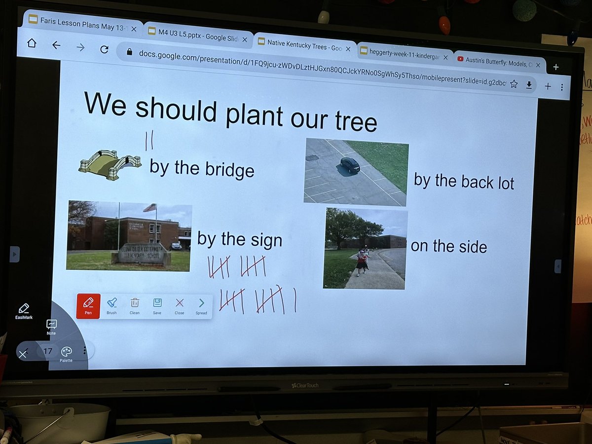 Today we connected our @ELeducation unit to math! We practiced data & graphing skills by making a pictograph of votes for which native tree we want to plant at our school and using tally marks to count the votes on where we want to plant it! Real world applications of our skills